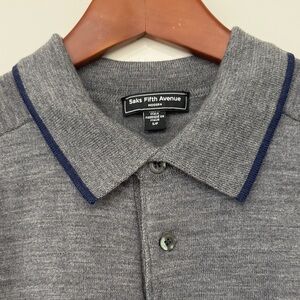 Saks Fifth Avenue Charcoal Polo with Red and Navy Accents (Like New)